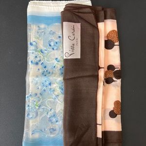Delicate Pair of Scarves Soft Blue and Mix Brown